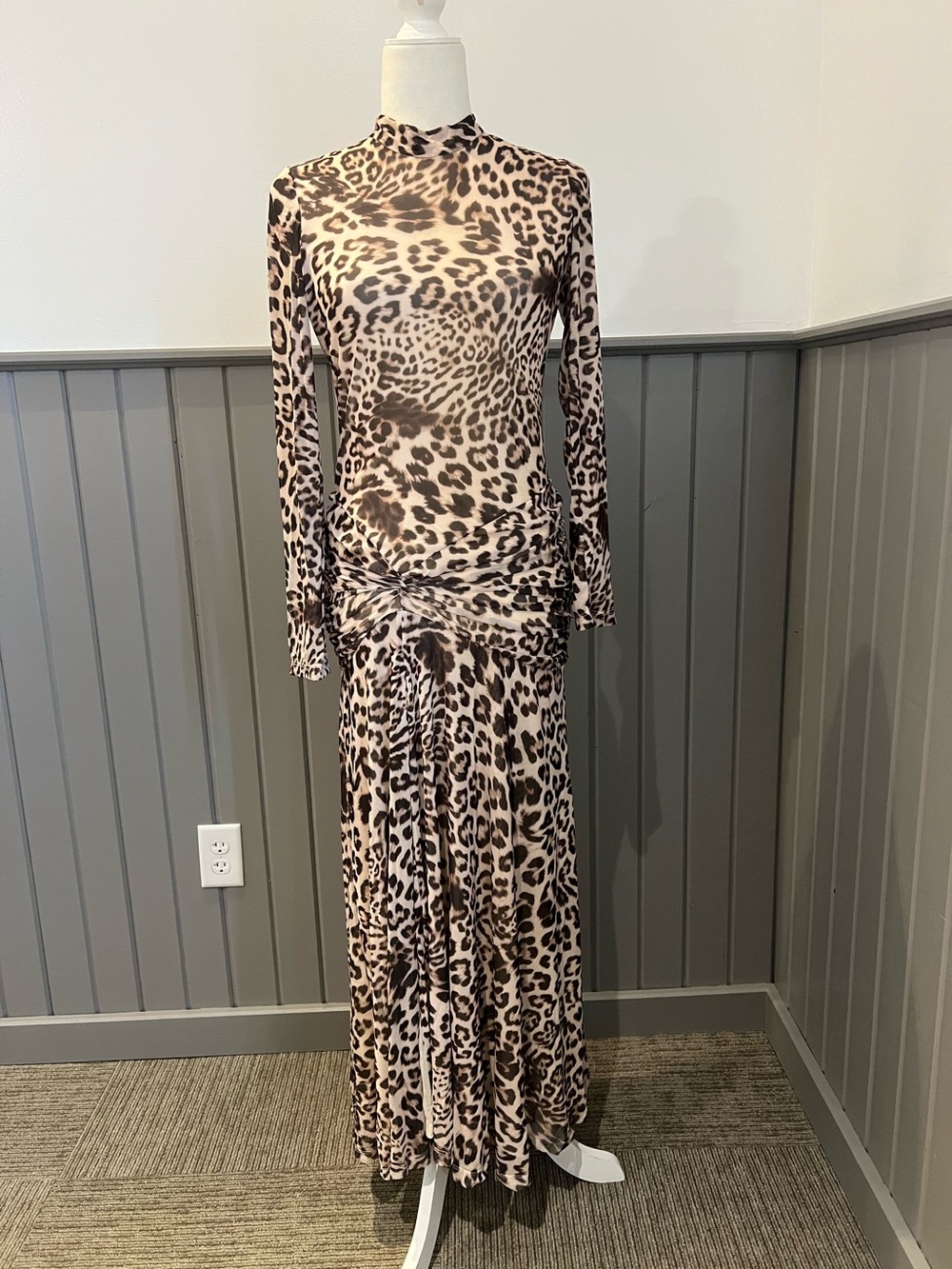 Bardot Leopard-Print Long Sleeve Maxi Dress